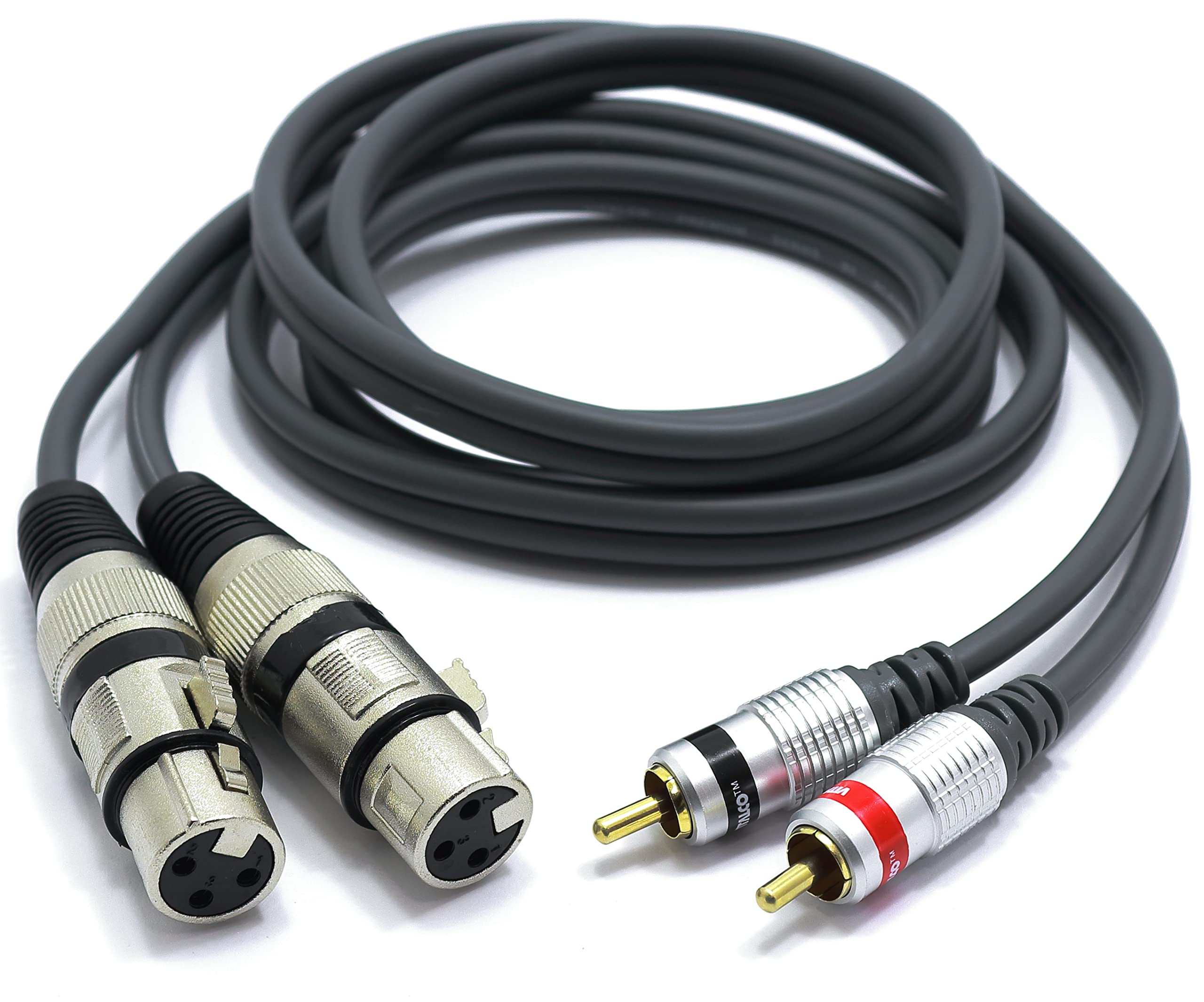 VITALCO 2x XLR Female to 2x RCA Stereo Cable, Microphone Cable, 3